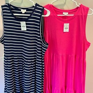 Woman’s JCrew tiered sleeveless cotton dresses (2 dresses)